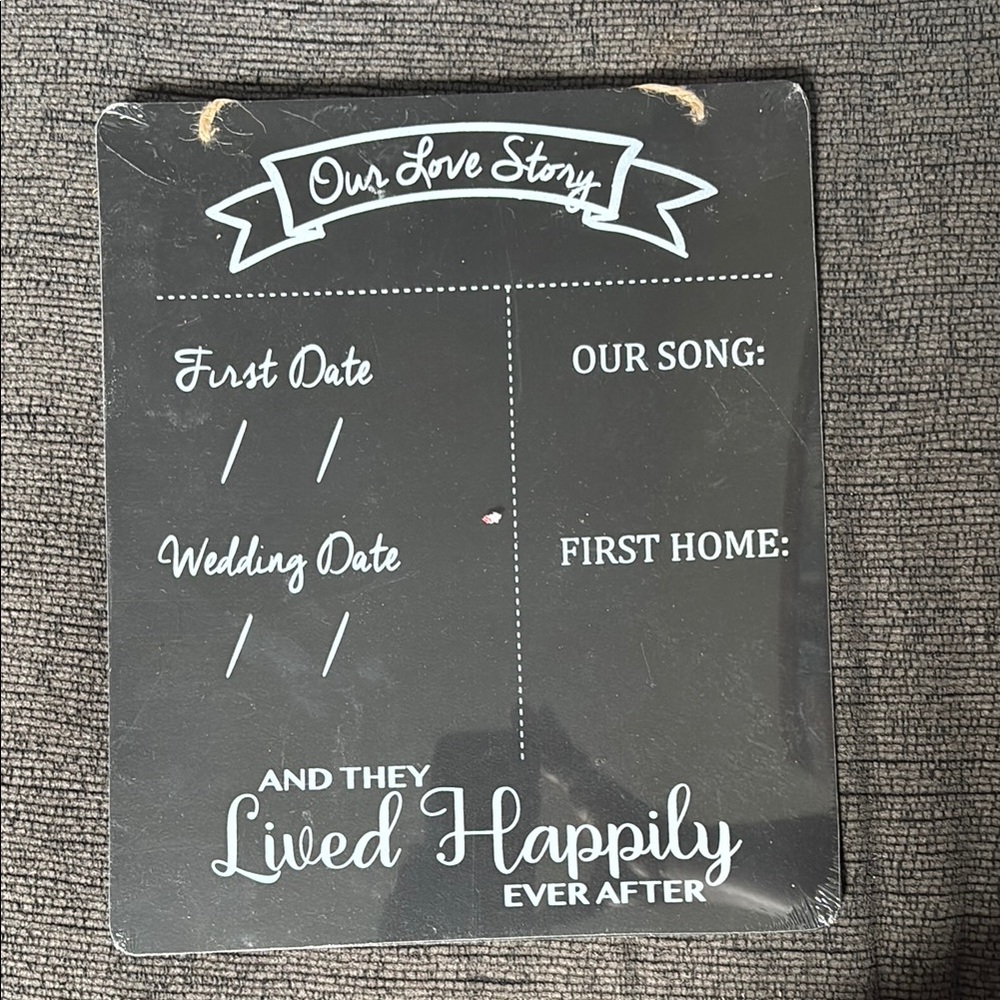 Black Wedding Milestone Chalkboard Sign